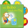„Mit Bobo durch den Tag“ und „Zieh und schau“. Ein fröhlicher Bär, gelber Hintergrund, bunte Symbole an den Rändern.