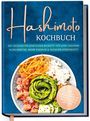 "Hashimoto Kochbuch" in dekorativer Schrift, blaue Hintergrundfarbe, zeigt einen Bowl mit Avocado, Lachs, Reis und Gemüse.