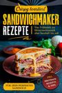 "Crispy toasties! Sandwichmaker Rezepte. Von Frühstück bis Mitternachtssnack über herzhaft bis süß. Für dein perfektes Sandwich" 

Ein Sandwich mit schmelzendem Käse auf einem Teller.