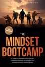 Titel: THE MINDSET BOOTCAMP. Silhouetten von Soldaten vor einem Sonnenuntergang, kräftige Farben.