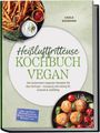 "Heißluftfritteuse KOCHBUCH VEGAN" oben; Snacks und Würzschalen abgebildet.
