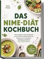"Das Nime-Diät Kochbuch" von Emil Preuß. Grünes Cover, Schalen mit gesunden Zutaten, Löffel und Kräuter.