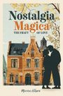 „Nostalgia Magica: The Craft of Love“ oben, „Morven Hikara“ unten. Gemälde eines eleganten Hauses im Herbst. Silhouette eines Paares.