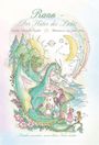 „Rano – Der Hüter des Lichts.“ Illustration eines grünen Drachen mit Kindern, Bäumen, Sonne, Mond und Regenbogen.
