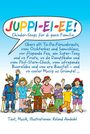 „JUPPI-EI-EE! Chinder-Songs für di ganz Familie,” mit fröhlichen Kindern in Kostümen und einem Hund darunter.