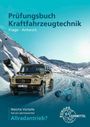 "Prüfungsbuch Kraftfahrzeugtechnik. Frage - Antwort. Welche Vorteile hat ein permanenter Allradantrieb?" Ein Auto auf schneebedeckter Straße.
