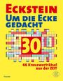 "ECKSTEIN - UM DIE ECKE GEDACHT - 30 - 66 Kreuzworträtsel aus der ZEIT." Bunte Kreuzworträtselgrafik auf gelbem Hintergrund.