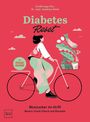 "Ernährungs-Doc Dr. med. Matthias Riedl", "Diabetes Reset", "Blutzucker im Griff", "mit FOOD GUIDE". Illustration einer Frau auf Fahrrad.