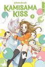 „Kamisama Kiss 9“, Illustration: Zwei Figuren, ein Mann mit Ohren und eine Frau, umgeben von bunten Luftballons.
