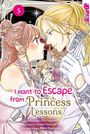 Text: "I want to escape from Princess Lessons." Zwei stilisierte Figuren in heller, romantischer Szene. Manga-Stil.