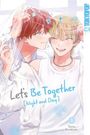 „Let's Be Together [Night and Day]“, zwei lächelnde Personen unter einem Schal, eine spielt mit Blumen im Haar.