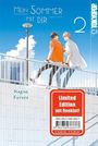 "Mein Sommer mit dir 2", "Limited Edition mit Booklet!", zwei junge Männer auf einem Geländer. Illustration auf blauem Himmel.