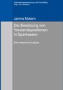 Janina Matern: Die Besetzung von Vorstandspositionen in Sparkassen, Buch