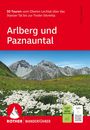 "50 Touren vom Oberen Lechtal", "Arlberg und Paznauntal"; rote Rother Wanderführer-Cover, Berge und Blumenwiese im Hintergrund.