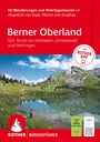 "Berner Oberland: Rund um Interlaken, Grindelwald. Logo unten, Landschaft mit Bergen, See, Wanderer und blauem Himmel."