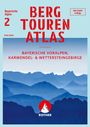 "Bayerische Alpen 2, BERGTOUREN ATLAS," Mark Zahel, "Alle Gipfel & Wege." Illustration mit blauen Bergsilhouetten.