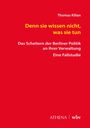 Text: Thomas Kilian, "Denn sie wissen nicht, was sie tun", über das Scheitern der Berliner Politik. Unten ATHENA | wbv.   
Roter Hintergrund.