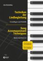 „Techniken der Liedbegleitung – Grundlagen und Modelle / Song Accompaniment Techniques – Basics and Patterns.“ Klaviertasten-Hintergrund.