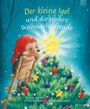 "Der kleine Igel und die wahre Weihnachtsfreude" zeigt einen Igel, der eine Sternspitze auf einen geschmückten Baum setzt.
