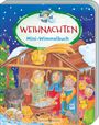 "Weihnachten Mini-Wimmelbuch". Illustration einer Krippe mit Maria, Josef, dem Jesuskind und den Heiligen Drei Königen.