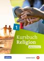 "Kursbuch Religion elementar" steht auf grünem Hintergrund, links Kinder im Wasser, rechts Hände übereinander.