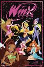 „Winx Club Band 4“ in großen Buchstaben. Sechs Feen in bunten Kostümen mit Flügeln posieren dynamisch vor einem dunklen Hintergrund.