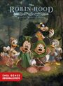 Text: "Robin Hood, Featuring Mickey and Donald. Englisches Originalcover." Illustration von Disney-Figuren im Wald.