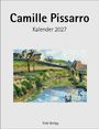 "Camille Pissarro Kalender 2027. Fink Verlag." Darunter eine impressionistische Landschaftsmalerei mit Fluss und Häusern.