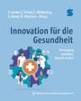 Titel: "Innovation für die Gesundheit". Illustrationen von medizinischem Personal in Puzzleform.
