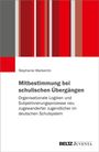 Stephanie Warkentin: Mitbestimmung bei schulischen Übergängen. Logo und rot-graues Streifenmuster oben.