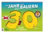 "Das Jahr des Bauern 2027. 30 Jahre Top Cartoon. Ja!" Große gelbe Zahl 30 auf grünem Feld; Bauer auf Traktor.