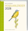 Titel: "DER ILLUSTRIERTE VOGELKALENDER 2028". Illustration: Ein bunter Vogel auf einem Zweig mit Blüten.
