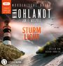 "Sturmlicht" von Nina Ohlandt und Jan F. Wielpütz, gelesen von Katrin Fröhlich. Dünenweg, Leuchtturm, Möwen im Hintergrund.