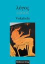 Oben steht: λόγος, LOGOS, Vokabeln. Unten: Matthiesen Verlag. Griechische Kunst zeigt sitzende Person mit Schreibutensilien.