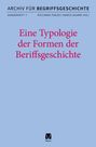 Eine Typologie der Formen der Begriffsgeschichte. Blaues Cover mit schwarzem und rotem Text. Meiner Logo unten.