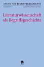 "LITERATURWISSENSCHAFT ALS BEGRIFFSGESCHICHTE", blaue Fläche mit schwarzem und rotem Text, kleines Logo unten.