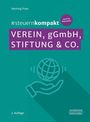 VEREIN, gGmbH, STIFTUNG & CO. auf lila Hintergrund. Illustration einer Hand mit Globus. Oben Text: #steuernkompakt.