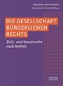 Text oben: „Daniel Klein / Mark Schönborn Carina Specht / Herbert Winkens.“
Mittig: „DIE GESELLSCHAFT BÜRGERLICHEN RECHTS.“
Darunter: „Zivil- und Steuerrecht nach MoPeG.“
Logo unten rechts: „SCHÄFFER POESCHEL.“ 
Hintergrund in Lila und Orange.