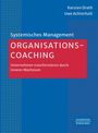 "Organisations-Coaching. Unternehmen transformieren durch inneres Wachstum." Illustration mit blauem und rotem Muster.