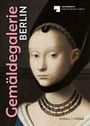 „Gemäldegalerie Berlin“ steht in rosa Buchstaben, daneben ein Gemälde eines blassen Gesichts mit Haube und Halskette.