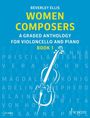 "WOMEN COMPOSERS: A Graded Anthology for Violoncello and Piano, Book 1" steht in gelber und weißer Schrift über einem Cello.