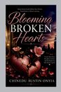 „Blooming Broken Hearts“ von Chinedu Austin Onyia. Ein gebrochenes Herz mit Blumen, vor dunklem Hintergrund.