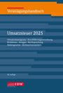 "Veranlagungshandbuch, Umsatzsteuer 2025, Umsatzsteuergesetz, Durchführungsverordnung." Rechteckige, blaue Grafik.