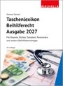 „Taschenlexikon Beihilferecht Ausgabe 2027“ text in Schwarz, Stethoskop und Euro-Banknoten auf einem EKG-Papier.