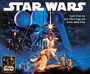 "STAR WARS", "Facts from the Star Wars Saga and stand-alone films". Illustration: Figuren und Raumschiffe im Weltraum.