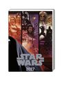 "STAR WARS 2027". Illustration mit Charakteren, Raumschiffen und Laserschwertern in dynamischer Szene.