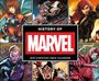 „History of Marvel“, „2027 Everyday Desk Calendar“. Comicfiguren in sechs verschiedenen Panels sind dargestellt.