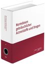 Text: "Normdosen gebräuchlicher Arzneistoffe und Drogen". Ein Ordner mit rotem und weißem Design.