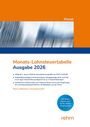 Monat, Monats-Lohnsteuertabelle Ausgabe 2026. Oben orange, darunter verwischte Stadtsilhouette. Unten blaues Logo.