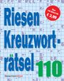 Text „Riesen Kreuzworträtsel 110“ in großer Schrift, darüber ein roter Kreis: „Über 140 Rätsel für € 3,99“. Hintergrund: Kreuzworträtsel.